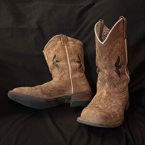 Laredo Leopard Print inside brown Boots with Brown Accents